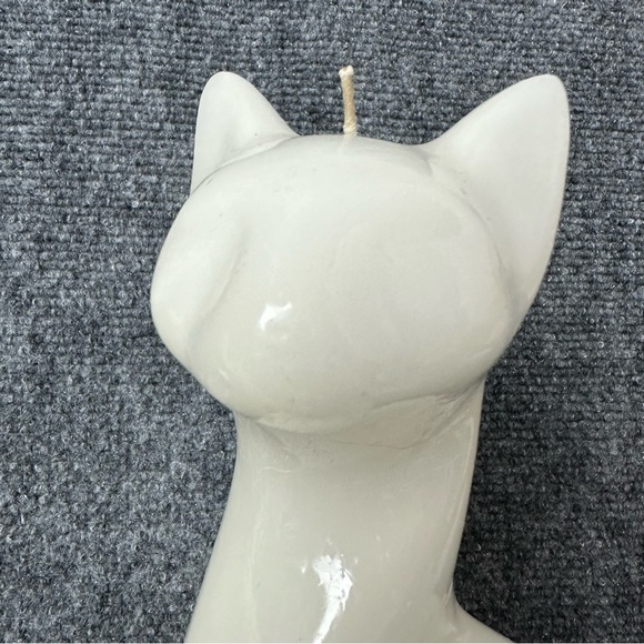 Vintage pair MCM cat kitten figurine candles white mod art deco sleek 8” and 12” - Picture 5 of 12